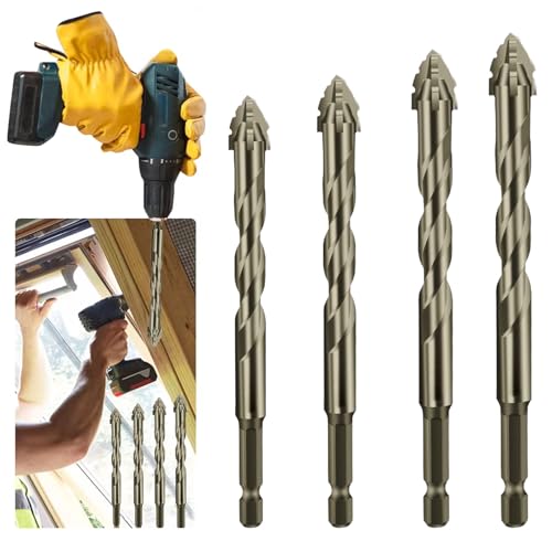 New Four-Flute Sawtooth Eccentric Drill Bit, Cozy Hoome Drill Bits, Efficient Drill and Tap Set, High-Speed Titanium-Coated Tool for Precise Tile, Cast Iron, and Concrete Drilling (6+8+10mm) von Donubiiu