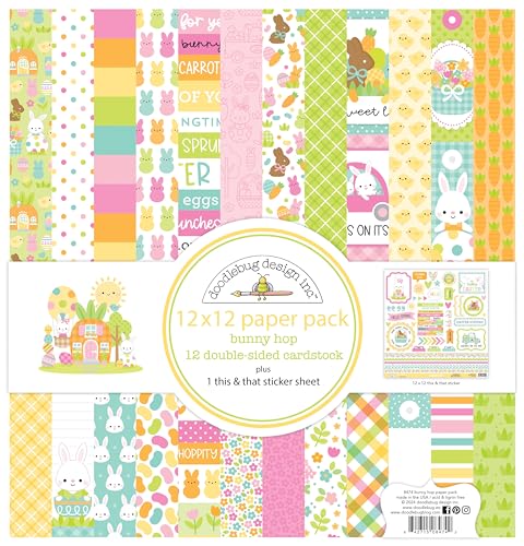 Doodlebug Double-Sided Paper Pack 12"X12" 12/Pkg-Bunny Hop von Doodlebug