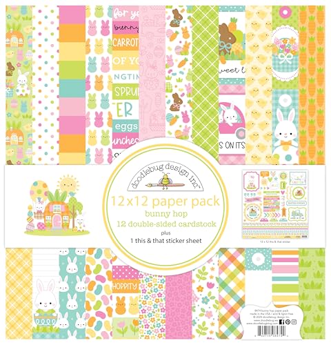 Doodlebug Double-Sided Paper Pack 12"X12" 12/Pkg-Bunny Hop von Doodlebug