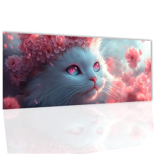 Diamond Painting Katze, Blume Diamond Painting Erwachsene, DIY 5D Runde Steine Bastelset Erwachsene, Diamant Malerei Bilder Arts Craft Set für Zuhause Wanddeko, Geschenke für Frauen 100x220cm WQ-73 von Doontiny