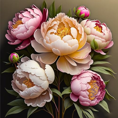 5D DIY Diamond Art Painting Kits, Pfingstrose Blume Strass Kristall Kreuzstich Stickerei Leinwand Malerei Painting nach Zahlen, Diamond Painting zubehör, für Erwachsene Kinder Haus Dekor 20x20cm F-296 von Dooqon