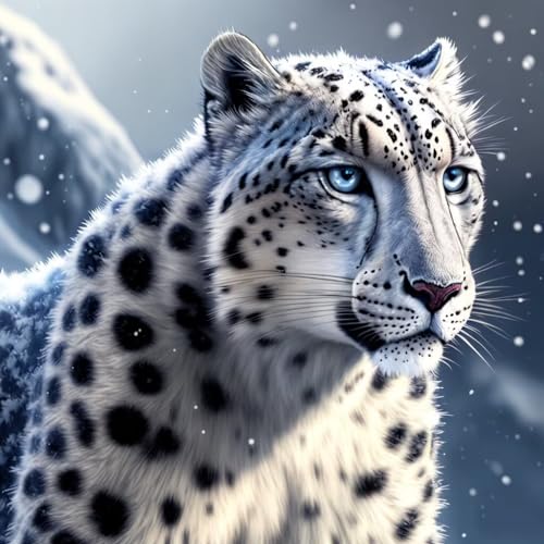 5D DIY Diamond Art Painting Kits, Schneeleopard Strass Kristall Kreuzstich Stickerei Leinwand Malerei Painting nach Zahlen, Diamond Painting zubehör, für Erwachsene Kinder Haus Dekor 35x35cm F-372 von Dooqon