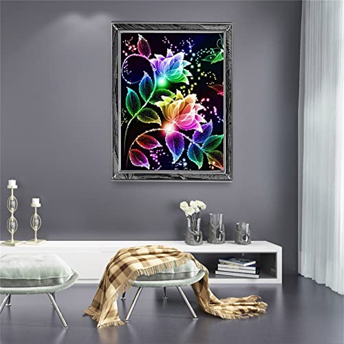 5D Diamond Painting Bunte Blume Diamant Painting Kinder, DIY Voll Set Cross Stickerei Malerei, Diamond Painting Erwachsene Bilder Kits, Home Wanddekoration Malerei Kunsthandwerk Geschenk 60x80cm von Dooqon