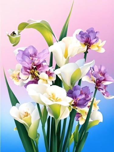 5D Diamond Painting Erwachsene Kits, DIY Blumen und Pflanzen Diamond Painting Bilder, Mosaikherstellung Malen Nach Zahlen Cross Stickerei Malerei Kits für Home Weihnachten Wand Décor 80x110cm C-218 von Dooqon