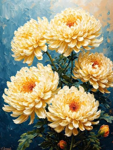 5D Diamond Painting Erwachsene Kits, DIY Chrysantheme Diamond Painting Bilder, Mosaikherstellung Malen Nach Zahlen Full Drill Cross Stickerei Malerei Kits für Home Weihnachten Wand Décor 80x110cm C263 von Dooqon