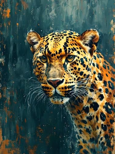 5D Diamond Painting Erwachsene Kits, DIY Leopard Diamond Painting Bilder, Mosaikherstellung Malen Nach Zahlen Full Drill Cross Stickerei Malerei Kits für Home Weihnachten Wand Décor 80x110cm C-201 von Dooqon