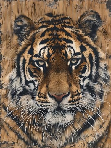 5D Diamond Painting Erwachsene Kits, DIY Tiger Diamond Painting Bilder, Mosaikherstellung Malen Nach Zahlen Full Drill Cross Stickerei Malerei Kits für Home Weihnachten Wand Décor 80x110cm C-329 von Dooqon