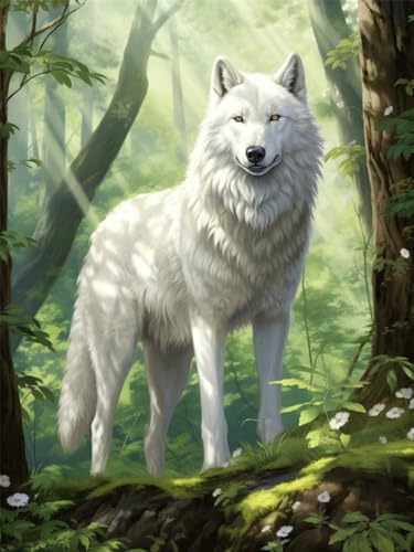 5D Diamond Painting Erwachsene Kits, DIY Wolf Diamond Painting Bilder, Mosaikherstellung Malen Nach Zahlen Full Drill Cross Stickerei Malerei Kits für Home Weihnachten Wand Décor 80x110cm C-321 von Dooqon