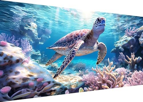 5D Diamond Painting Erwashsene Groß XXL 120x60cm Full Diamant Painting Bilder Schildkröte Diamond Art DIY Diemant Malerel Kinder Kreuzstich Stickerei Kunst Set Home Wand Dekor H-289 von Dooqon