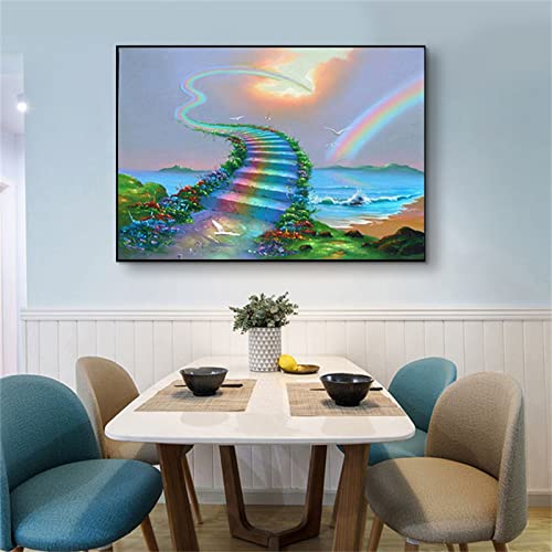 5D Diamond Painting Regenbogenstraße Diamant Painting Kinder, DIY Voll Set Cross Stickerei Malerei, Diamond Painting Erwachsene Bilder Kits, Home Wanddekoration Malerei Kunsthandwerk Geschenk 20x30cm von Dooqon