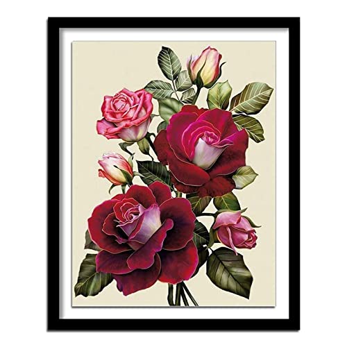 5D Diamond Painting Rose Diamant Painting Kinder, DIY Voll Set Cross Stickerei Malerei, Diamond Painting Erwachsene Bilder Kits, Home Wanddekoration Malerei Kunsthandwerk Geschenk 30x40cm von Dooqon