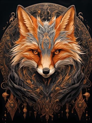 DIY Diamond Painting, Fuchs Diamond Art Painting Kits for Adults, Kinder und Beginner Embroidery Pictures Arts Crafts for, Mosaikherstellung, Set for Wall Decoration Herbst Geschenk 90x120cm M-171 von Dooqon