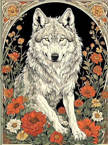 DIY Diamond Painting, Wolfs blume Diamond Art Painting Kits for Adults, Kinder und Beginner Embroidery Pictures Arts Crafts for, Mosaikherstellung, Set for Wall Decor Herbst Geschenk 90x120cm M-313 von Dooqon