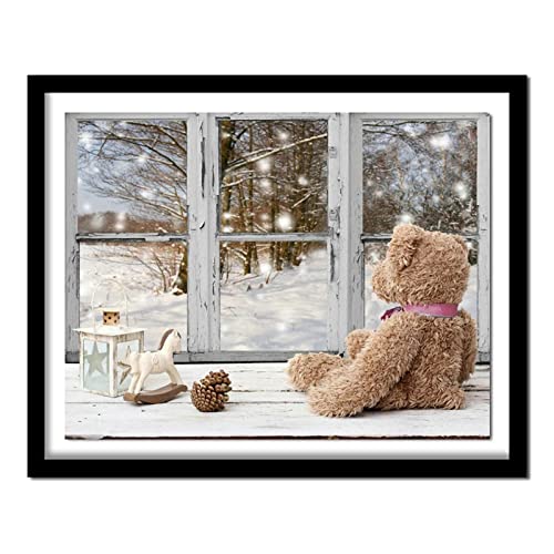 Diamond Painting, 5D Diamant Painting Teddybär Bilder, Diamant Malerei Kinder Kreuzstich Kits, groß Daiments Painting mit Voll Zubehör für Wohnzimmer Schlafzimmer Büro Wand 30x40cm/12x16in von Dooqon