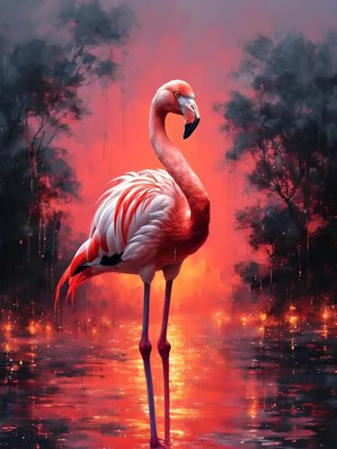 Diamond Painting Kits für Erwachsene Kinder DIY 5D Diamond Art Flamingo Paint mit runden Diamond Full Drill Gem Art Painting Kit Diamond Painting Zubehör, für Home Wall Decor Geschenke 100x135cm V-239 von Dooqon