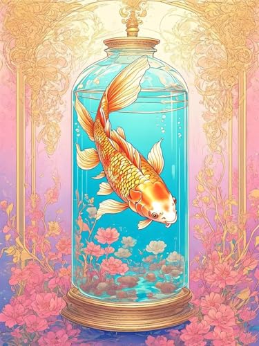 Diamond Painting Kits für Erwachsene Kinder DIY 5D Diamond Art Koi Blume Paint mit runden Diamond Full Drill Gem Art Painting Kit Diamond Painting Zubehör, für Home Wall Decor Geschenke 100x135cm V251 von Dooqon