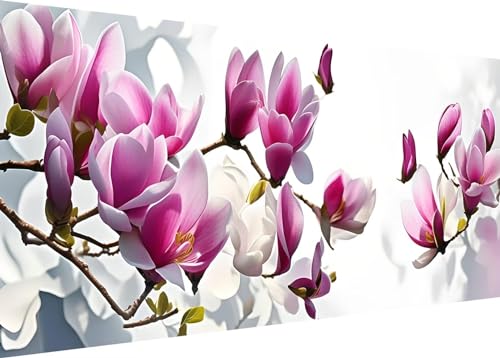 Diamond Painting Set für Enwachsene DIY 5D Schmetterling Magnolie Diamond Painting Bilder mit Quadrat Full Drill Groß Diamond Art Painting Kit für Home Wall Decor Geschenke 70x40cm/28x16in A-300 von Dooqon