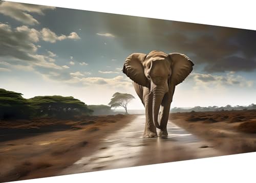 Elefant Tiere Diamond Painting Erwachsene Groß XXL 200X100cm, DIY 5D Diamant Painting Bilder, Diamant Kunst Malerei Stickerei Kreuzstich Set, Diamond Painting fur Wohnzimmer Wanddeko Y-159 von Dooqon