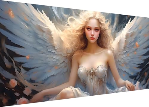 Engel der Frau Diamond Painting Erwachsene Groß XXL 70x40cm, DIY 5D Diamant Painting Bilder, Diamant Kunst Malerei Stickerei Kreuzstich Set, Diamond Painting fur Wohnzimmer Wanddeko Y-225 von Dooqon