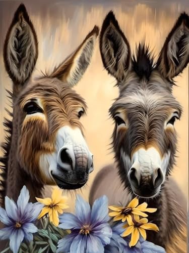 Malen Nach Zahlen Erwachsene Beginner Cute Esel Paint by Number Artwork Paint by Number Kits Colorful Canvas Oil Painting by Number Home Wall Dekoration Geschenke 40x50cm Frameless G-186 von Dooqon