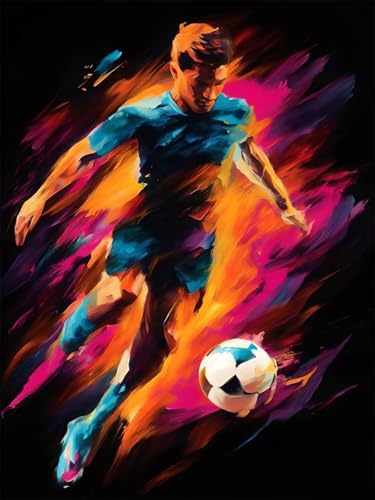 Malen Nach Zahlen Erwachsene Beginner Fußball Sport Paint by Number Artwork Paint by Number Kits Colorful Canvas Oil Painting by Number Home Wall Dekoration Geschenke 40x50cm Frameless G-500 von Dooqon