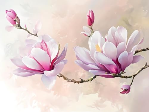 Malen Nach Zahlen Erwachsene Beginner Magnolie Blume Paint by Number Artwork Paint by Number Kits Colorful Canvas Oil Painting by Number Home Wall Dekoration Geschenke 40x50cm Frameless G-747 von Dooqon