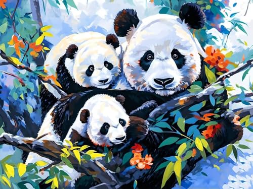 Malen Nach Zahlen Erwachsene Beginner Panda Paint by Number Artwork Paint by Number Kits Colorful Canvas Oil Painting by Number Home Wall Dekoration Geschenke 40x50cm Frameless G-730 von Dooqon