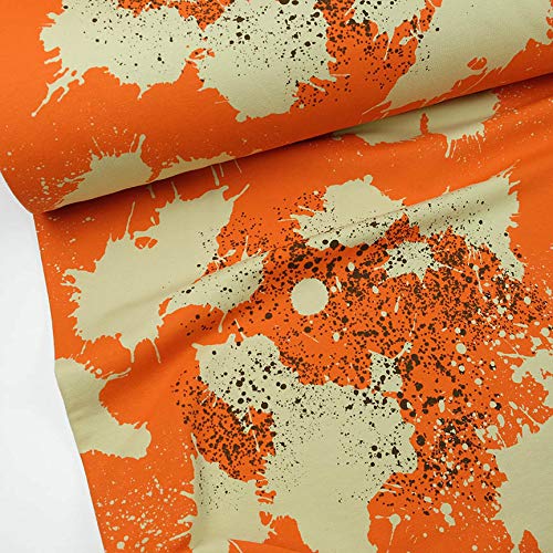 Doppelmoppel French Terry, Sweatstoff Splash Sprenkel orange | 19,40 EUR/m von Doppelmoppel