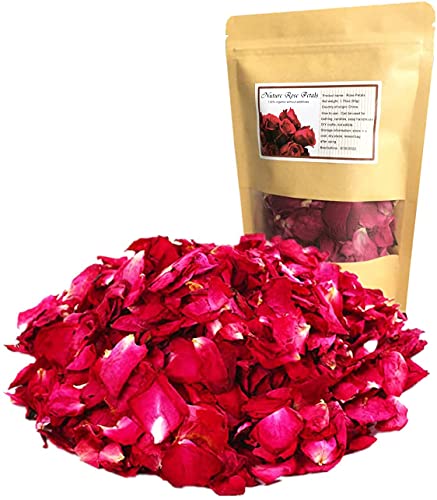 1,75 Unzen / 50g getrocknete rote Rosenblätter, alte natürliche getrocknete Rosenblätter für Badezimmer, Seifenherstellung, Kerzenherstellung, Hochzeit, Konfetti, DIY -diy -te, nicht essibil von DoraMagic