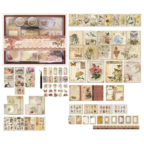 Doraking Aesthetic Nature Plants Scrapbook Kit (202pcs), Bullet Journal Kit with Journaling Scrapbooking Supplies, A6 Scrapbook Notebook Memos Cards Papers Washi Tapes DIY Scrapbook Gift von Doraking