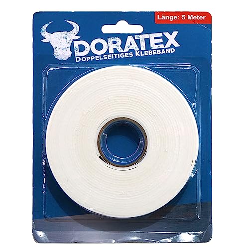 Doratex Heimwerker Classics, 5 Meter Doppelseitiges Klebeband 13mm breit, super soft und super Klebekraft (5 Meter Doppelseitiges Klebeband) von Doratex