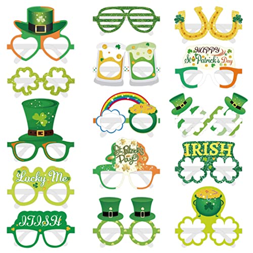Dorccsi St. Patricks Day Accessoires Brillen GrüNe Kleeblatt Brillen Foto Requisiten FüR Irische PartyzubehöR Geschenk 15 StüCk Irland Deko von Dorccsi