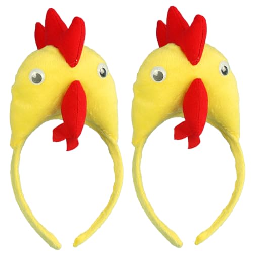 Hühnchen Stirnband 2pcs süße lustige Hühnerhutgröße Dekorative Rooster Hut Hühnchen Kopfbedeckung für Dress up Partybühne von Dorccsi