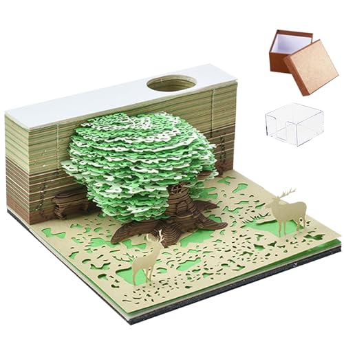 Time Piece Kalender 2024 3d-notizblock Mit Vitrine Baumform Dekorativer 3d-notizblock Büro Wohnzimmer Schreibtisch Notizblock Geschenk 3d-kunst-notizblock Für Kollegen Freunde Grün von Dorccsi