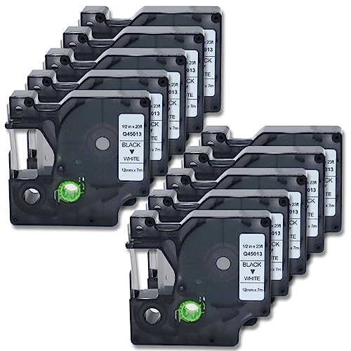 Doree 10pack Compatible Label Tape 45013 S0720530 12mm x 7m Black on White for DYMO LabelManager 160、210D、220P、280、350D、360D、400、450、DYMO LabelPoint 100、150、 200、250、300 von Doree