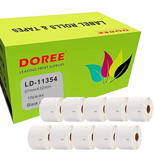 Doree 11354 S0722540 Etikettenrollen,57mm x 32mm, kompatibel mit Dymo Labelwriter 4XL 450 400 330 320 310 (1000 Etiketten pro Rolle) 10 Rollen von Doree