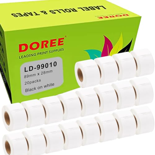 Doree 99010(20pack) Standard Address-Etiketten,28mm x 89mm,kompatibel mit Dymo Labelwriter 4XL、320 、330、400、450、450 Duo、450 Turbo(130 Etiketten/Rollen) von Doree