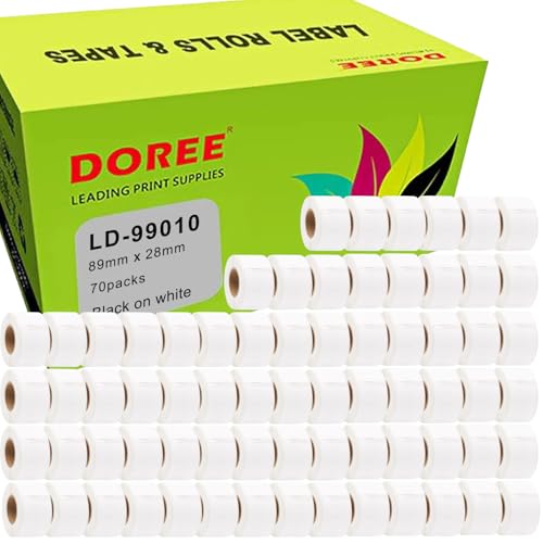 Doree 99010(70pack) Standard Address-Etiketten,28mm x 89mm,kompatibel mit Dymo Labelwriter 4XL、320 、330、400、450、450 Duo、450 Turbo(130 Etiketten/Rollen) von Doree