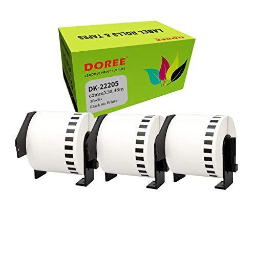 Doree DK-22205 DK22205 Etikettenrollen (Endlos) für Brother P-Touch QL-500 QL-500A QL-500BS QL-500BW (3 Packungen) von Doree