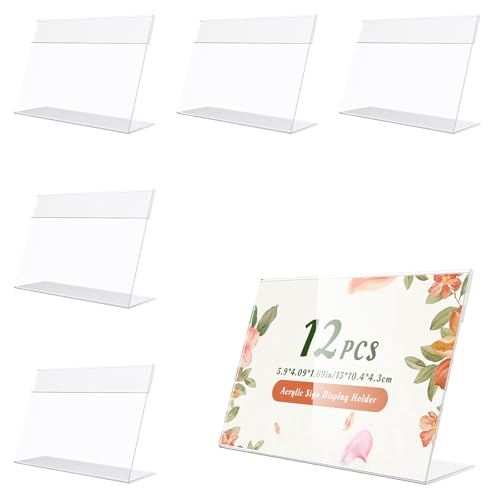 12Pcs Transparenter Vertical Acryl Etikettenhalter, Klarer Etikettenhalter Waren Zeichen Display Halter Preisschilder Aufsteller für Geschäfte Supermärkte Konditoreien Büros, 15 * 10.4 * 4.3CM von Doreenstar