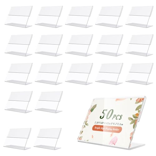 50Pcs Transparenter Vertical Acryl Etikettenhalter, Klarer Etikettenhalter Waren Zeichen Display Halter Klein Preisschilder Aufsteller für Geschäfte Supermärkte Konditoreien Büros, 6 * 4.3 * 2.1CM von Doreenstar