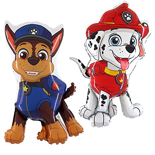 Doriantrade Folienballon Marshall Chase Paw Patrol Figuren Ballon 2er Pack Helium Folienballons Luftballons Geschenkballon Messe Kirmes Rummel von Doriantrade