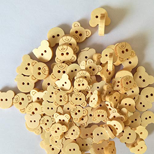 100PCS Holz Bär Nähen Knöpfe für Kinderkleidung Scrapbooking Dekorative NeedleworkAccessories von Dorime