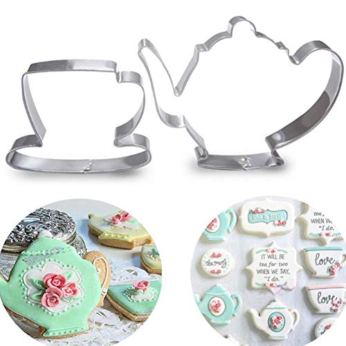 Dorime 2ST Teekanne Tee-Schalen-Set Ausstecher Edelstahl-Fondant-Kuchen-Form-Werkzeug von Dorime