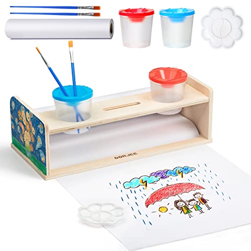 Dorjee Papierrollenhalter aus Holz, mit 30,5 cm Rolle Papier-Set für Kinder, einfach auf der Tischplatte zu verwenden und Ihre Wand zu schonen von Dorjee