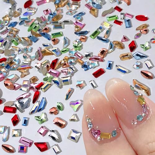 100Stück Mini Bunt Rhinestones Nail Charms Multi Form Nagel Steinchen Nagel Charms Glitzersteine Nägel Charms Nägel Zufällig Strasssteine Nägel Nails Charms Nail Gems Nagel Deko Nägel Zubehör Nail Art von Dornail