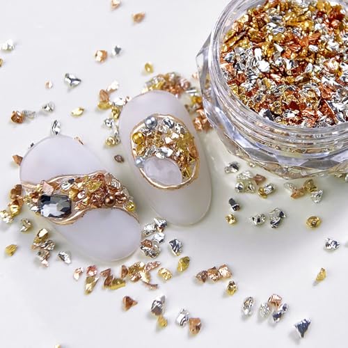 1Kiste Zerkleinert Rhinestones Nail Charms Unregelmäßig Nail Gems Nagel Steinchen Charms Nägel Rose Gold Weiß Stein Strasssteine Nägel Nagel Charms Mini Steinchen Für Nägel Nail Art Charms Nageldesign von Dornail