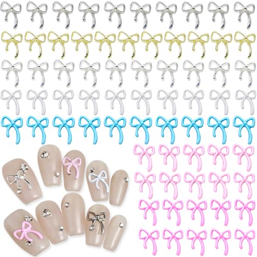 70 Stück Schleife Nail Charms Y2K Bunte Bögen Charms Nägel Legierung Schleifenknoten Nagel Charms Niedlich Ribbon Bow Nail Art Charms Bows Nägel Charms Nageldesign Nagel Deko Nägel Zubehör Nail Art von Dornail