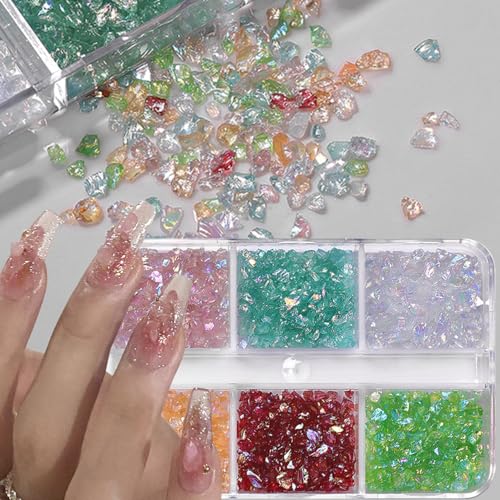 Unregelmäßig Eis Transparent Glitzersteine Nägel Nail Charms,Mini Strasssteine Nägel Charms Nägel Aurora Gemischt Farbe Nagel Steine Nail Gems Nails Charms 3D Nagelsteine Rhinestones Crystals Nail Art von Dornail