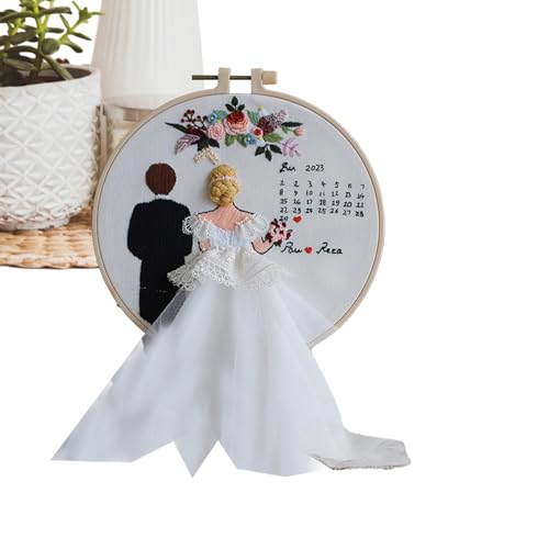 Dottduya Stickerei Hochzeitskit, Hochzeitsstickerei, Punchnadel -Set, Hochzeitsstickes Kit mit Reifennadeln und Anweisungen für Anfänger Erwachsene von Dottduya